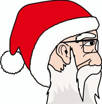 遠い目のサンタ　 サンタ,クリスマス,老人,眼鏡,男性,横向き,横顔,ヒゲ,しわ,人物のイラスト素材