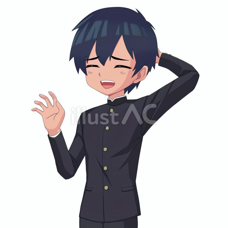 謙遜する男子生徒 人物,萌え,男性のイラスト素材