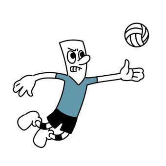 バレーでボールに飛び込む棒人間 棒人間,バレーボール,ユニフォーム,バレー,スポーツ,ボール,部活,運動,健康,趣味のイラスト素材