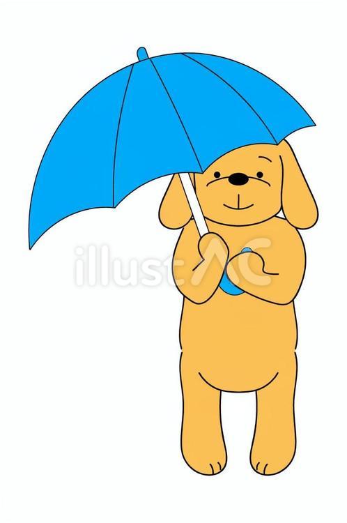 傘をさす犬 犬,ペット,ミニチュアダックスフンドのイラスト素材