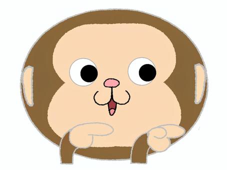 横を指さす猿 猿,横,指差し,誘導,見る,笑顔,目,顔,可愛い,リアクションのイラスト素材