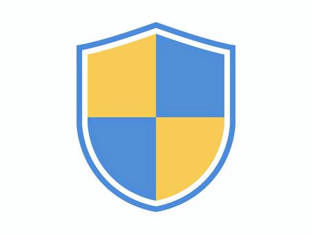 セキュリティのアイコン（青・黄） セキュリティ,アイコン,保護,安全,シールド,プロテクト,インターネット,ネットワーク,サイバー,クラウドのイラスト素材