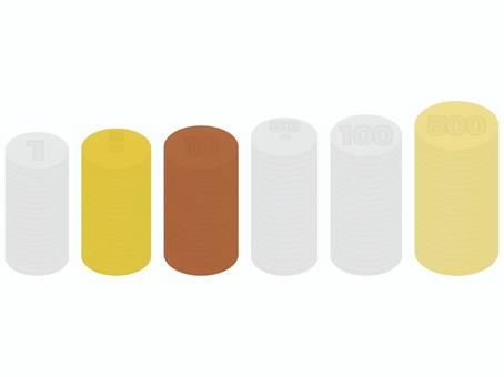 日本円硬貨コインタワー 1円,5円,10円,50円,100円,500円,硬貨,タワー,日本円,お金のイラスト素材