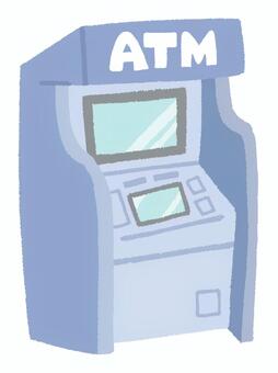 ATMの機械（青色） atm,現金自動預払機,金融機関,銀行,郵便局,青色,お金,入金,出金,引き出すのイラスト素材
