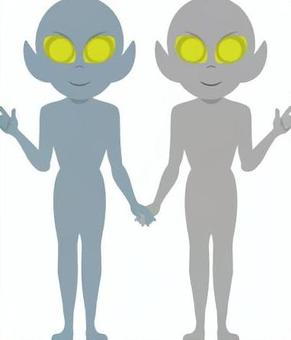 手をつなぐ宇宙人 宇宙人,異星人,地球外知的生命体,地球外生命体,生命体のイラスト素材