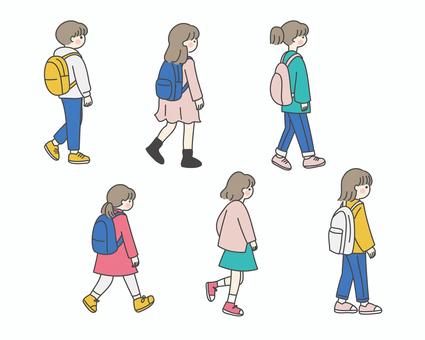 插图, 孩子, 小学生, 少年, 