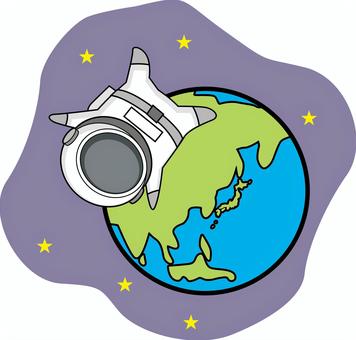 　宇宙飛行士デフォルメ 宇宙服,宇宙飛行士,地球,星,装備,スーツ,人物,デフォルメのイラスト素材