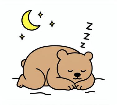 夜に寝る熊(くま) 夜に寝る熊(くま) くま,動物,寝るのイラスト素材