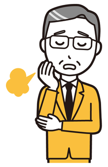  中年スーツ眼鏡(黄)-059-バスト 眼鏡,悩む,サラリーマン,会社員,中年,ビジネスマン,オフィス,ビジネス,営業マン,先生のイラスト素材