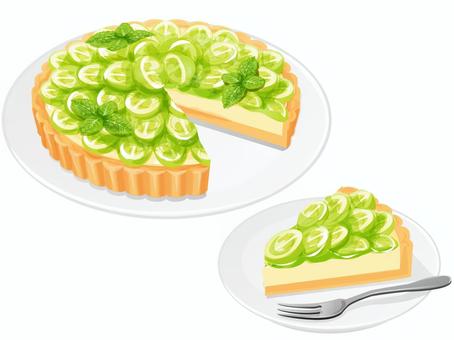 マスカットのタルト3 マスカット,タルト,ミント,スイーツ,料理,食べ物,フルーツ,皿,ピースのイラスト素材