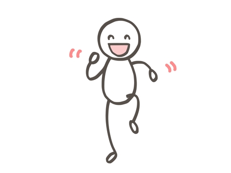 棒人間　ルンルンウォーキング 棒人間,人,歩く,散歩,散策,ウォーキング,運動,健康,探検,ノリノリのイラスト素材