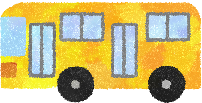 黄色のバスのカラー バス,車,乗り物,遠足,校外学習,学校,幼稚園,保育園,園だより,おたよりのイラスト素材