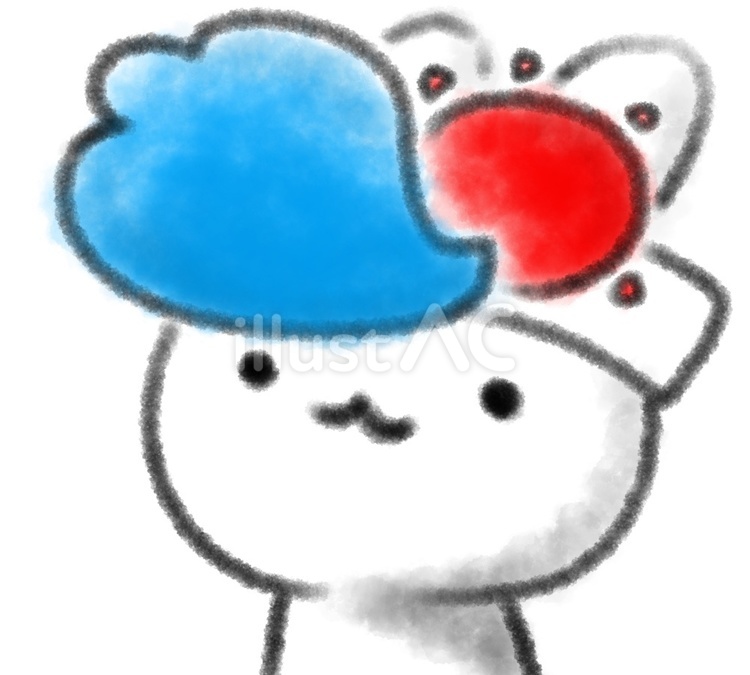 曇りのち晴れマークをつけたうさぎ うさぎ,動物,可愛いのイラスト素材