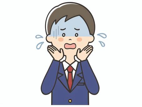 危険を知らせる男子学生 sos,助けて,焦る,困る,絶望,不安,危険,注意喚起,呼びかけ,声かけのイラスト素材