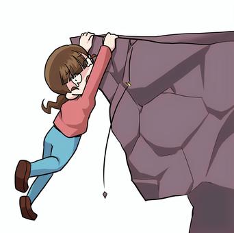 崖っぷち＿女性 人物,生活,全身,女性,崖,ぶら下がる,危険,素材のイラスト素材