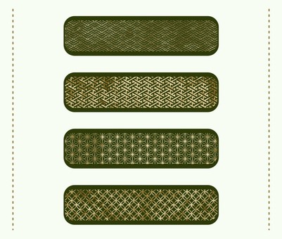 和柄とゴールドのオリーブバナー バナー,長方形,デザイン,エレメント,和柄,青海波,紗綾形,麻の葉,七宝,緑のイラスト素材