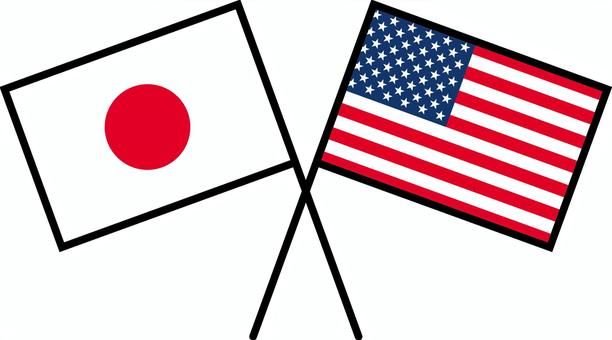日米友好 国旗,日本,アメリカ,国際,外国,外交,友好,協力,シンプル,アイコンのイラスト素材