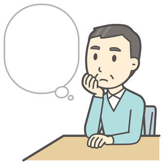  ニット中年男性-432-全身 考える,おじさん,男性,中年,お父さん,パパ,シニア,ミドルエイジ,人物,かわいいのイラスト素材