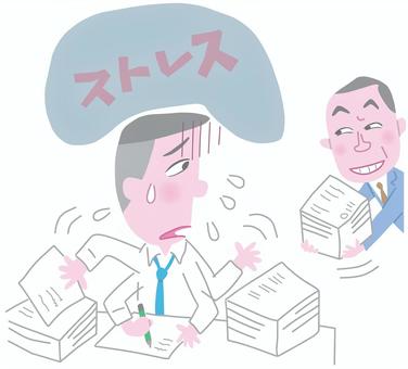 過労 過労,忙しい,ストレス,きつい,辛い,焦る,デスクワーク,事務職,男性,人物のイラスト素材