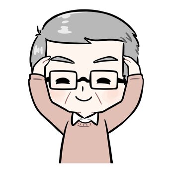 手で丸を作る私服のおじさん　アイコン アイコン,おじさん,年配,私服,メガネ,男性,父親,叔父,おじいちゃん,上半身のイラスト素材