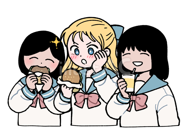ジャンクフードを初めて食べたお嬢様 お嬢様,ジャンクフード,ファストフードのイラスト素材