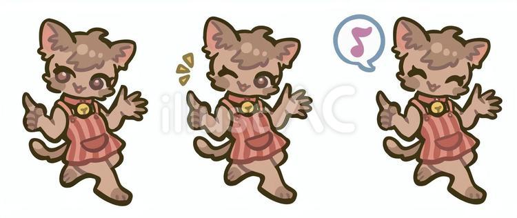 エプロンをした猫のイラストセット 猫,エプロン,店員のイラスト素材