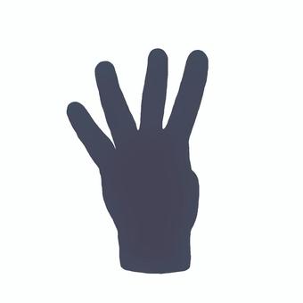 4を示す手（モノトーン紺） 手,指,数,4,モノトーン,紺のイラスト素材