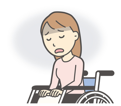  ロングヘア女性-325-バスト 車いす,落ち込む,女性,女の子,人物,かわいい,心配,悩む,困る,ストレスのイラスト素材