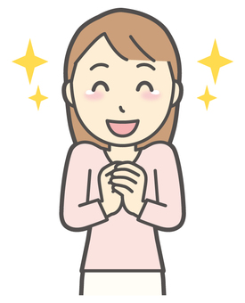  ロングヘア女性-344-バスト 感動,女性,女の子,人物,かわいい,感激,嬉しい,バストアップ,上半身,若いのイラスト素材