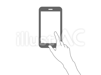 スマホを操作する手の線画