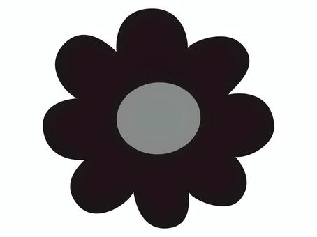 シンプルなモノクロカラーの花のイラスト