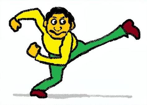 シンプルキック！をする青年 男性,青年,キック,攻撃,格闘のイラスト素材