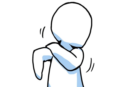 肩をほぐす人 肩,ストレッチ,リラックス,疲労感,疲れ,休憩,ほぐす,シンプル,棒人間のイラスト素材