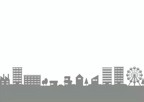モノトーンの可愛い街並みの背景素材 モノトーンの可愛い街並みの背景素材 街,家,ビル,オフィス,工場,観覧車,木,ポップ,モノトーン,イラストのイラスト素材