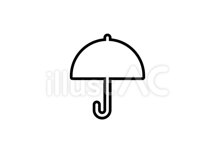 シンプルな線画の傘　雨 傘,長傘,雨のイラスト素材