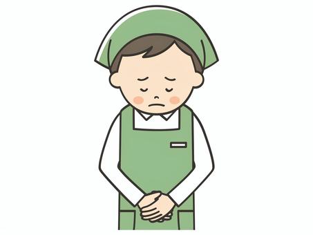 謝罪する男性店員 謝罪する男性店員 謝罪,謝る,ごめん,ごめんなさい,お詫び,申し訳ございません,お願い,トラブル,アクシデント,クレームのイラスト素材