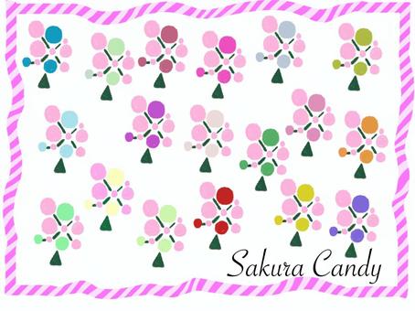 Sakura Candy 桜,キャンディ,かわいい,おしゃれ,きれい,植物,花,春,カラフル,パターンイラストのイラスト素材