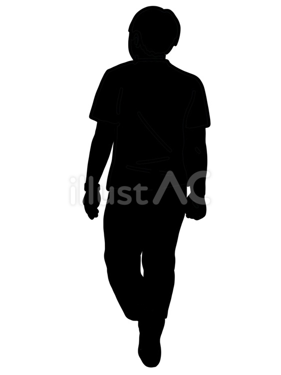 歩く男性の後ろ姿シルエット 男性,後ろ姿,普通体型のイラスト素材