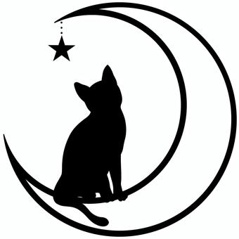 月と猫のシルエットアイコン② 猫,シルエット,ネコ,星,月,黒猫,イラスト,アイコン,フリー,無料のイラスト素材