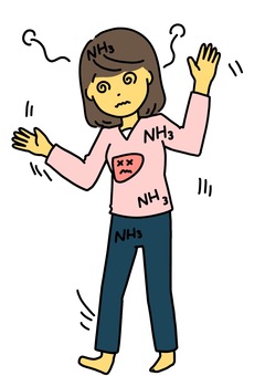 肝性脳症の女性　カラー 肝性脳症,女性,異常行動,病気,黄疸,カラーのイラスト素材