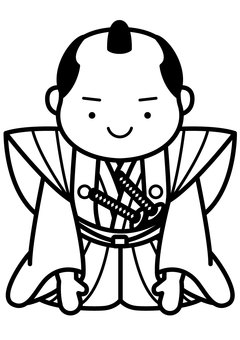 侍裃正座-1c 侍裃正座-1c 侍,武士,裃,正座,お辞儀,江戸,時代劇,着物,袴,髷のイラスト素材