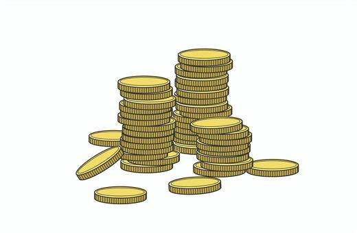 ザクザクコイン コイン,硬貨,たくさん,いっぱい,積まれている,大量,増加,儲ける,貯まる,増えるのイラスト素材
