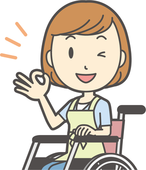 Apron Youth Bob-242-Bust, wheelchair, a smile, housewife, JPG, PNG and AI