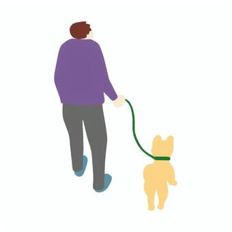 毎日のルーティン 男性,犬,散歩,日常,点景のイラスト素材