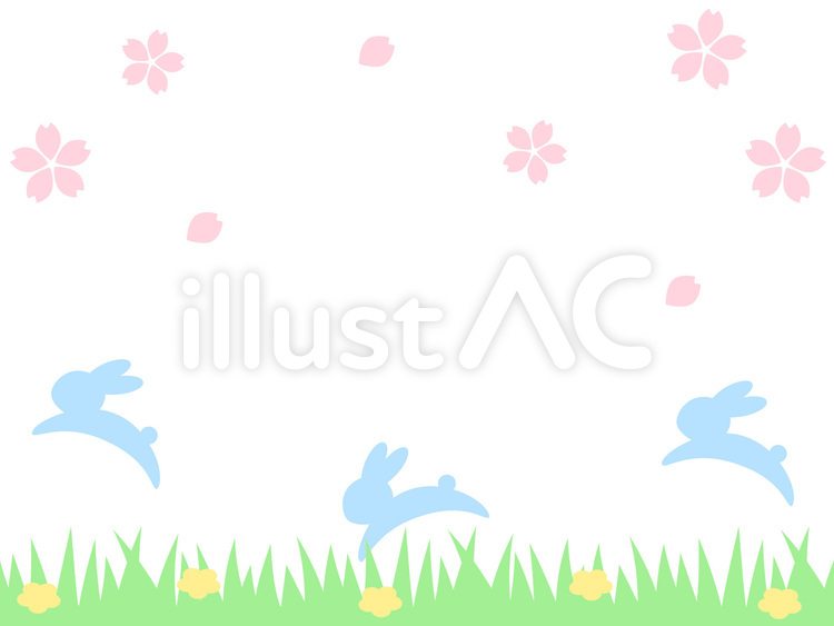 春とうさぎ　背景1 春,草,植物のイラスト素材