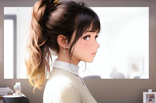 チラ見する女子