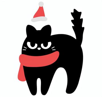 怒る黒猫とサンタ帽子 怒る黒猫とサンタ帽子 黒猫,クリスマス,猫,動物,12月,サンタ帽子,サンタクロース,ペット,ポーズ,子猫のイラスト素材