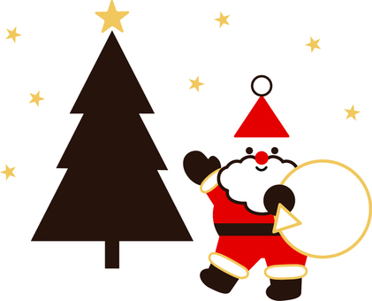 手を振るサンタクロースとクリスマスツリー サンタクロース,全身,クリスマス,12月,冬,手,挙げる,振る,にっこり,笑うのイラスト素材