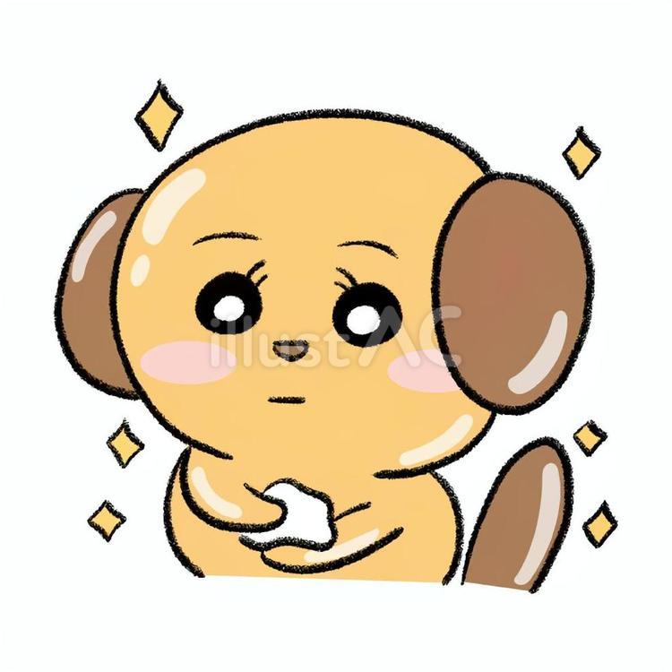 自分磨きをしているワンちゃん 犬,自分磨き,拭くのイラスト素材