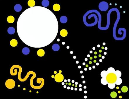 暗闇で輝く花 花,太陽,月,マル,光,輝くのイラスト素材